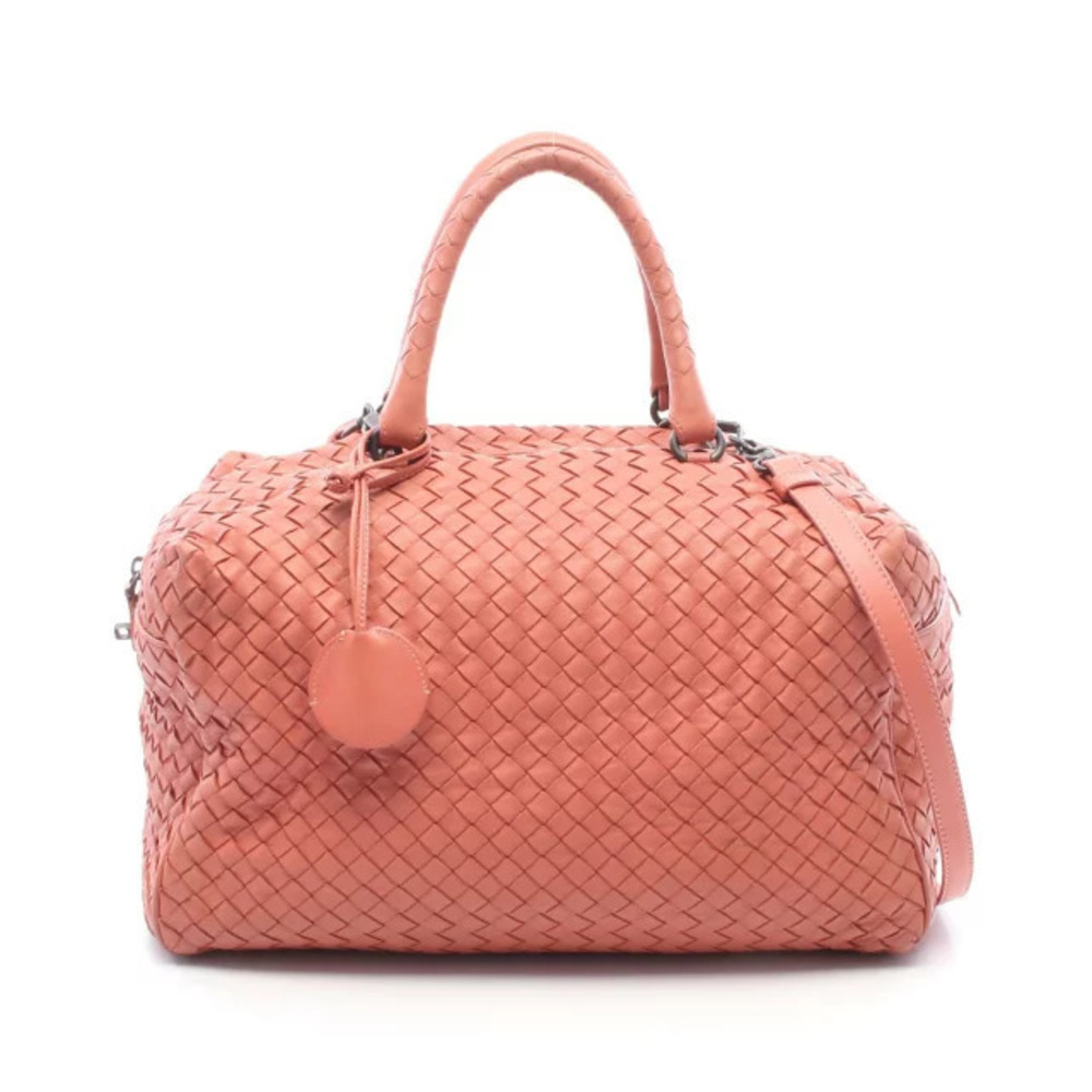Bottega Veneta Intrecciato Handbag Lambskin Leather Pink